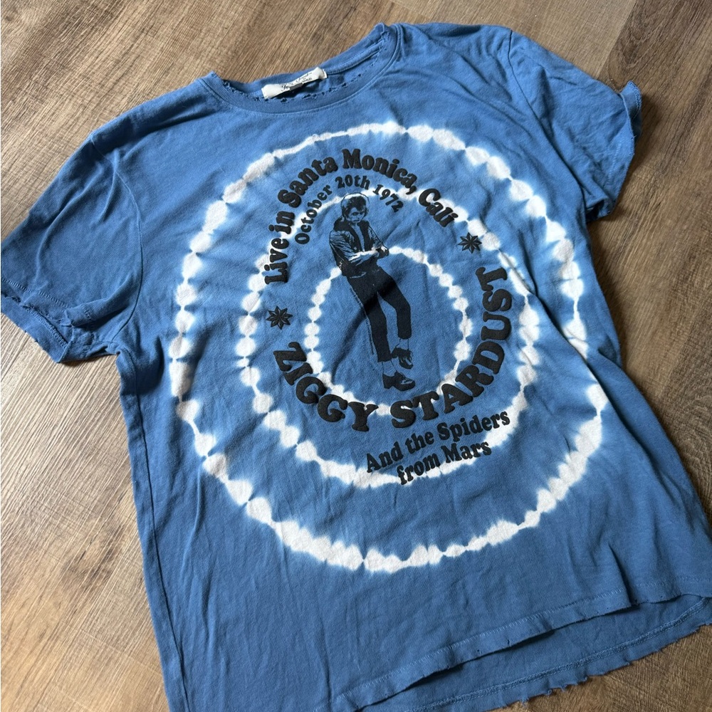 JUNK FOOD DAVID BOWIE Blue Ziggy Stardust Graphic T-Shirt